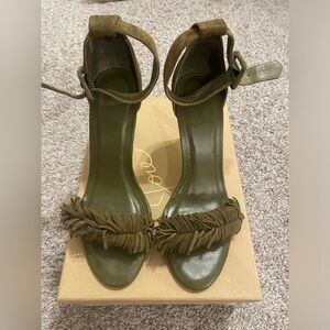 Joie army green fringe sandals size 38